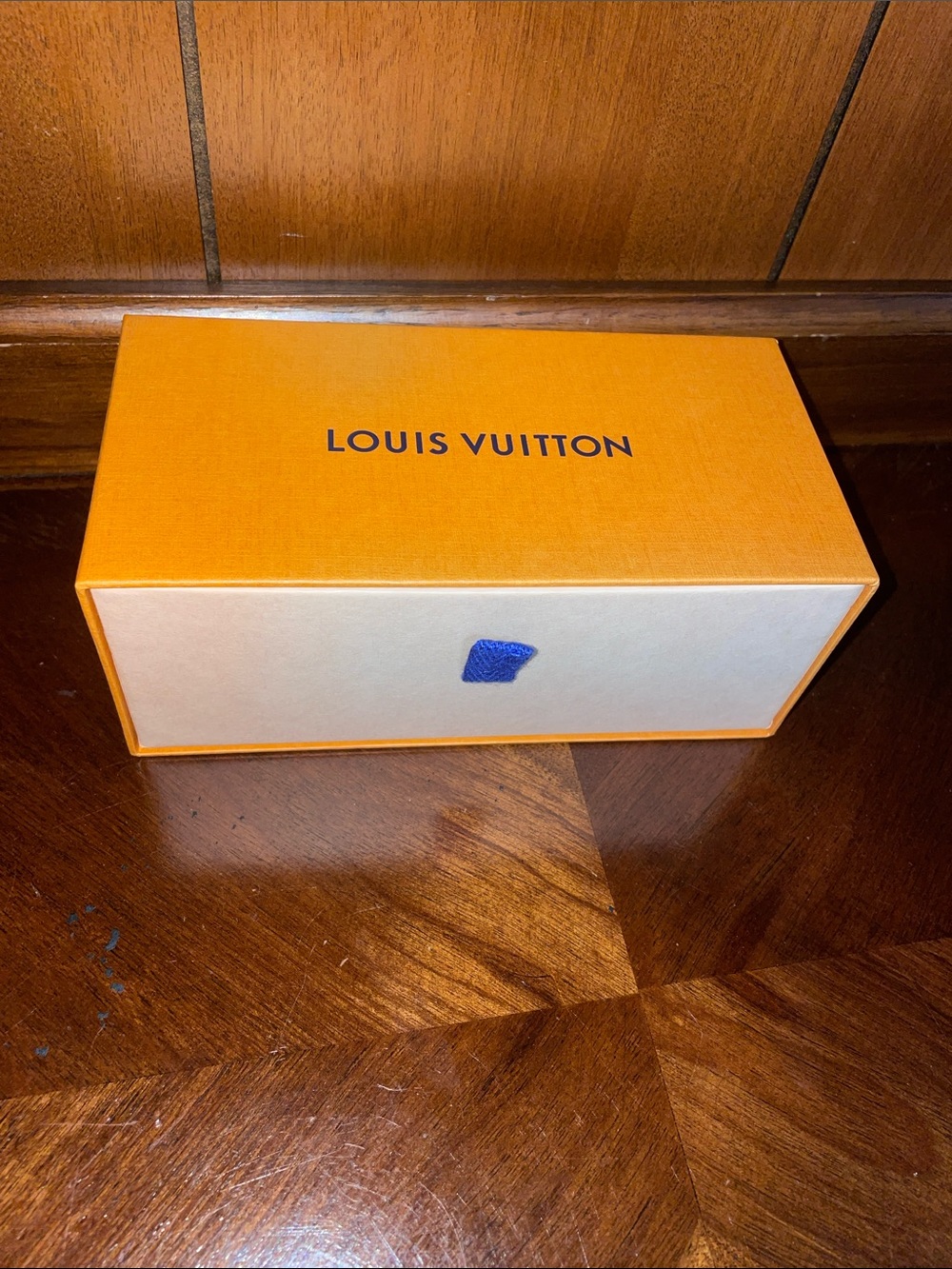 Louis Vuitton Orange and Beige Box with Blue Pull